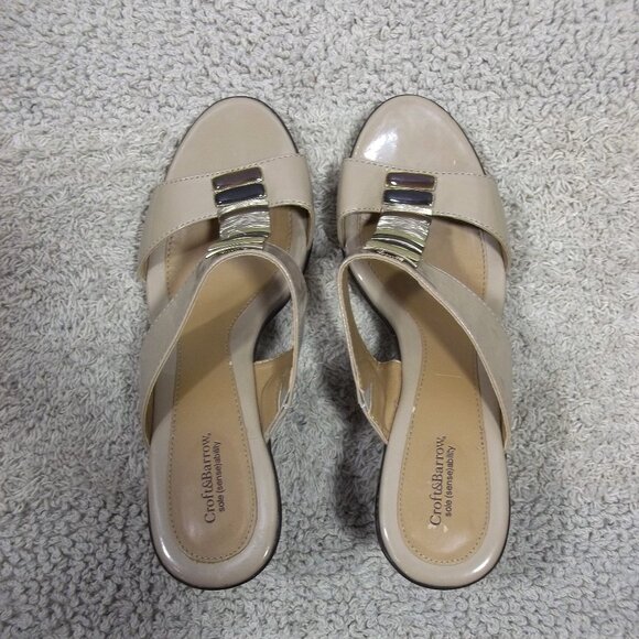 Croft & Barrow Sole (Sense) Ability Womens Sandals Size 8M Heels Beaded Tan - Picture 2 of 8